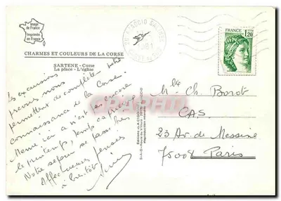 Place de l'église w Sartène - Korsyka — Éditions La Cigogne, n° 120 — Rewers