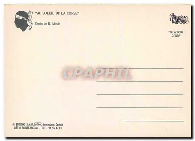 Córsega — Carta publicitária para o turismo — Éditions S.M.D. Impressions Combier — Verso