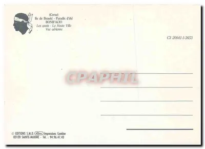 Bonifacio — Wysoka Miasto — Widok z lotu — Wydawnictwo S.M.D. n° C3 20041-1-3653 — Rewers