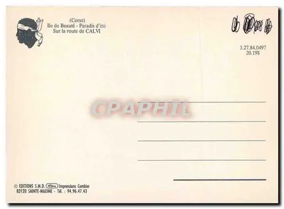 Córsega — Na estrada de CALVI — Edições S.M.D. n° 3.27.84.0497 — Verso