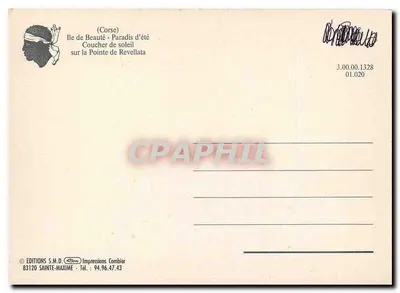 Pôr do sol na Ponta de Revellata — Córsega — Éditions S.M.D. — Verso