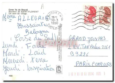 Saint-Florent — Vista do vilarejo à beira d'água — Edições Le Maître d'El Segnu, n°466 — Verso