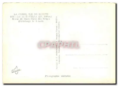 Estátua de Nossa Senhora das Neves — Col de Bavella (1340 m) — Editor N. C. Miramonte, Bastia — Verso