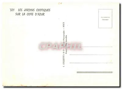 Exotische Gärten an der Côte d'Azur — Die Kakteen — L. Gilletta & Cie, Verlag, Nice — Rückseite
