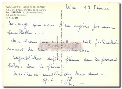 Saint-Paul - A velha Fontaine — Edições J. Aigues, n° 669 — Verso