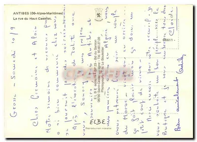 Antibes - Ulica Haut-Castelet — Wydawca ELBE, n° 6611 — Rewers