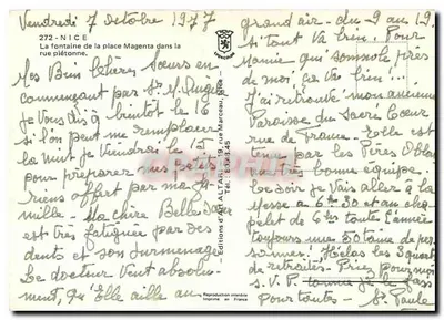 Place Magenta, Nice — fontanna i kawiarnia Le Mirador — seria 272, Éditions d'Art Altari — Rewers