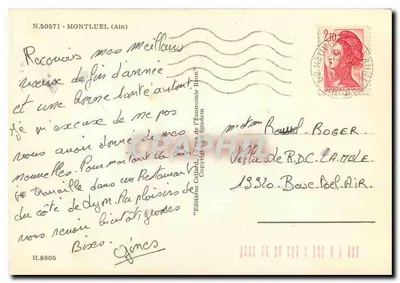 Montluel — widok miasta i kościoła — Wydawnictwo Cadall — Rewers