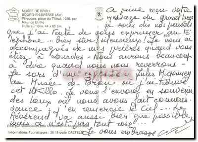 Pérouges (Ain) — levend straatje met passanten — Maurice Utrillo, 1936 — Achterkant