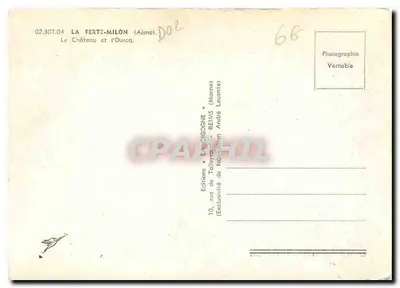 La Ferté-Milon — Castelo e o Oucau — Éditions de La Cigogne — Verso
