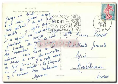 The Source Park of the Celestins — Vichy — Publisher Réal-Photo, No. 50 — Back