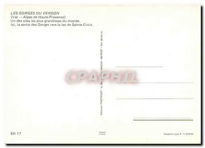 Góry Verdon — wyjście do jeziora Sainte-Croix — Éditions Photoguay — Rewers