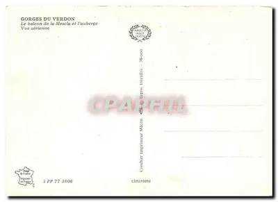 Góry Verdon — Balcon de la Mescia i pensjonat — widok z powietrza — Comber Imprimeur Maçon — Rewers