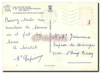 Jezioro Serre-Ponçon — Kaplica św. Michała w Prunières — Éditions des Alpes — Rewers