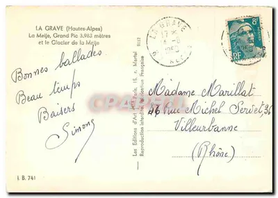 La Meije, Grand Pic 3.983 metros — y el Glacier de la Meije — Yvon — Reverso