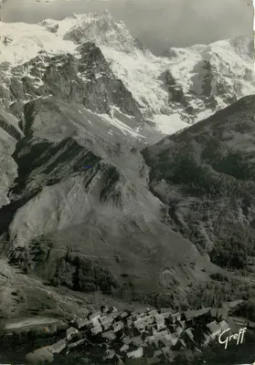 Las Alpes - Massif de la Meije (3987 m.) y pueblo de La Grave (1526 m.) — Edición GREFF, París (N° 442)