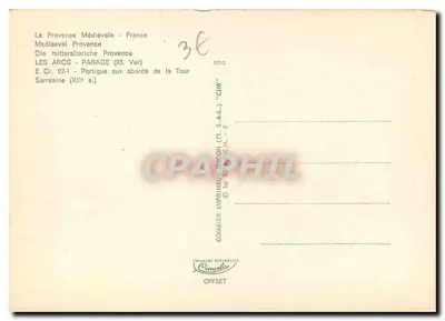 Les Arcs - Parage (83, Var) — Parte nos arredores da Torre Sarrasine (século XII) — Impressor Combléer — Verso