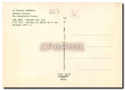 Les Arcs - Arco junto a la Torre Sarrasina — (siglo XII) — Comblier Editor — Reverso