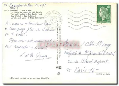 Restauracja Aigle — Gourdon, Riviera Alpaska — Wydawnictwo GILLETTA — Rewers