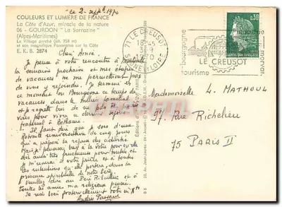 A Costa do Azul — 'La Sarrazine' (Alpes-Maritimes) — Edições de Arte Jean-Jaures — Verso