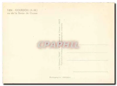 Gourdon (A.M.) — widok z drogi do Grasse — Wydawnictwo 'MAR' — nr 7.854 — Rewers