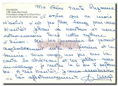 Gouzdon — pittoreskowe wiosko w Gorge du Loup — wydawca Ediciones Photodoy, S.A. (CC 34) — Rewers
