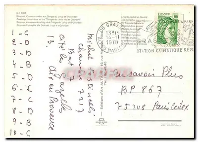 Gorges do Loup — Gourdon — Éditions d'Art ORO, n° 5407 — Verso