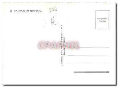 Gourdon — widok panoramiczny i zamek — L. Gilletta & Cie, wydawca, NICE — Rewers