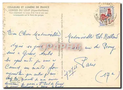 Gorges do Loup — Ponte sobre o Loup — Éditions Génaud na França — Verso