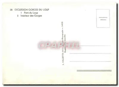 Pont du Loup — Gorges du Loup — L. Gilletta & Cie, NICE — Verso