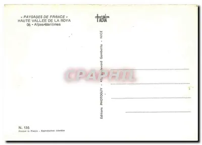 Alta Valeira da Roya — de Breil e à Tende — Éditions Photoguy, N° 135 — Verso