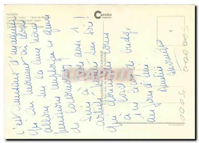 Madeira — Carros de Custos — Editor Carvão & Funchal, n° 391 — Verso