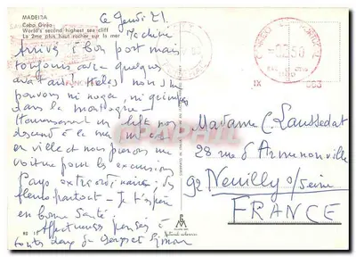 Cabo Girão — o segundo rochedo mais alto sobre o mar — editor Stampado 1963 — Verso