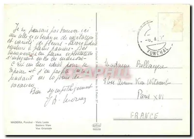 Madeira, Funchal — Vista Leste — Vista Oriental — editor Kützsch — Verso