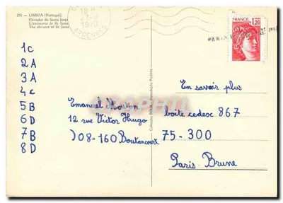 Lisboa — elevador de Santa Justa — editor DILLA, n°251 — Verso