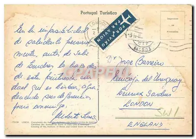 Przecięcie Awenidów Rzymu i Stanów Zjednoczonych Ameryki — Lizbona — Portugal Turystyczny n° 753/58 — Rewers