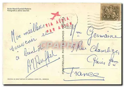 Hotel Reid's — Madeira — editor Perestrello & Sons — Verso