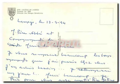 Kolegium w Lamego — Założone w 1859 — Wydawnictwo Kolegium w Lamego — Rewers
