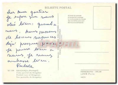 Bragança (Portugal) — vista parcial com castelo e cidade — edição Jocar, n°108 — Verso