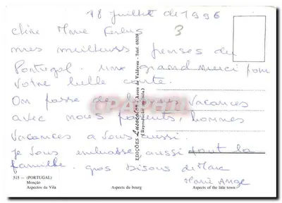 Monção — aspectos do bourg — Éditions Lusófones, n° 515 — Verso