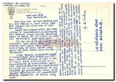 Colégio de Lamego — Escola dos Monges Beneditinos — Editor CCR, n° 2197 — Verso
