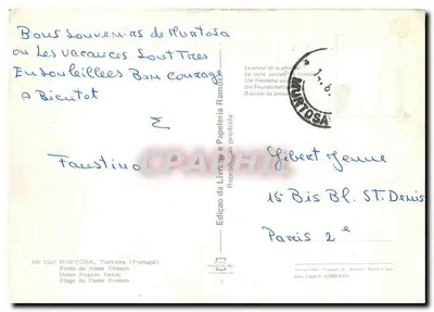 Plaża Monte Franco — Murtosa, Portugalia — Wydawnictwo da Livraria e Papeleria Ramos, n° 1167 — Rewers
