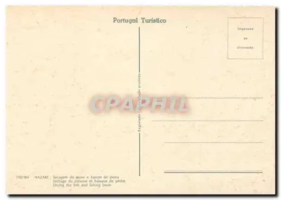 Nazareth — Secagem do peixe e barcos de pesca — Portugal Turístico — Verso