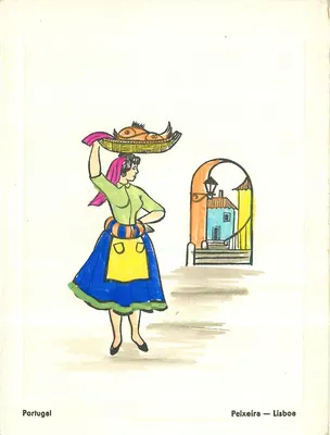 Femme portugaise portant un panier de poissons — Peixeira — Lisbonne