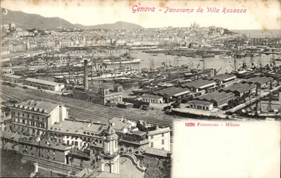 Genova - Panorama da Villa Rosazza — 1806 Fotocromo - Milano