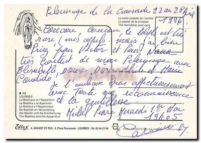 Lourdes — Objawienie Najświętszej Maryi Panny — Wydawca Edlux, seria B 13 — Rewers