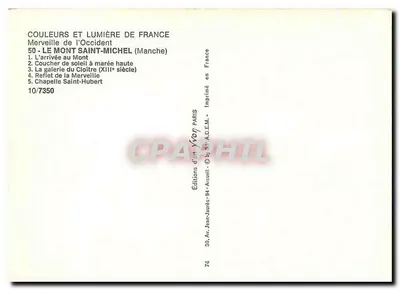 Mont Saint-Michel — Pejzaż panoramiczny — Wydawnictwo Sztuki Arcueil, nr 10/7350 — Rewers