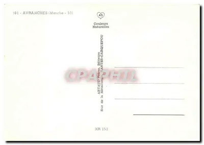 Avranches — Jardim das Plantas, catedral, monumento Patton, bassin — editor Arttaud, série 101 — Verso