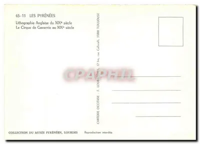El Cirque de Gavarnie en el siglo XIX — Litografía inglesa — Cartérie Occitane, Toulouse — Reverso
