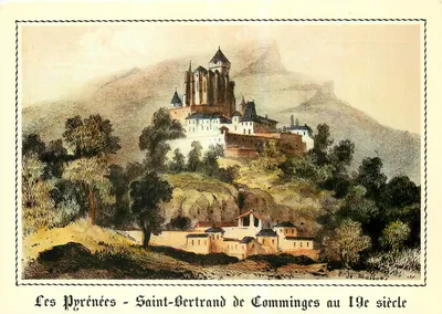 Os Pirineus - Saint-Bertrand de Comminges no século XIX — Lithografia de Malbos